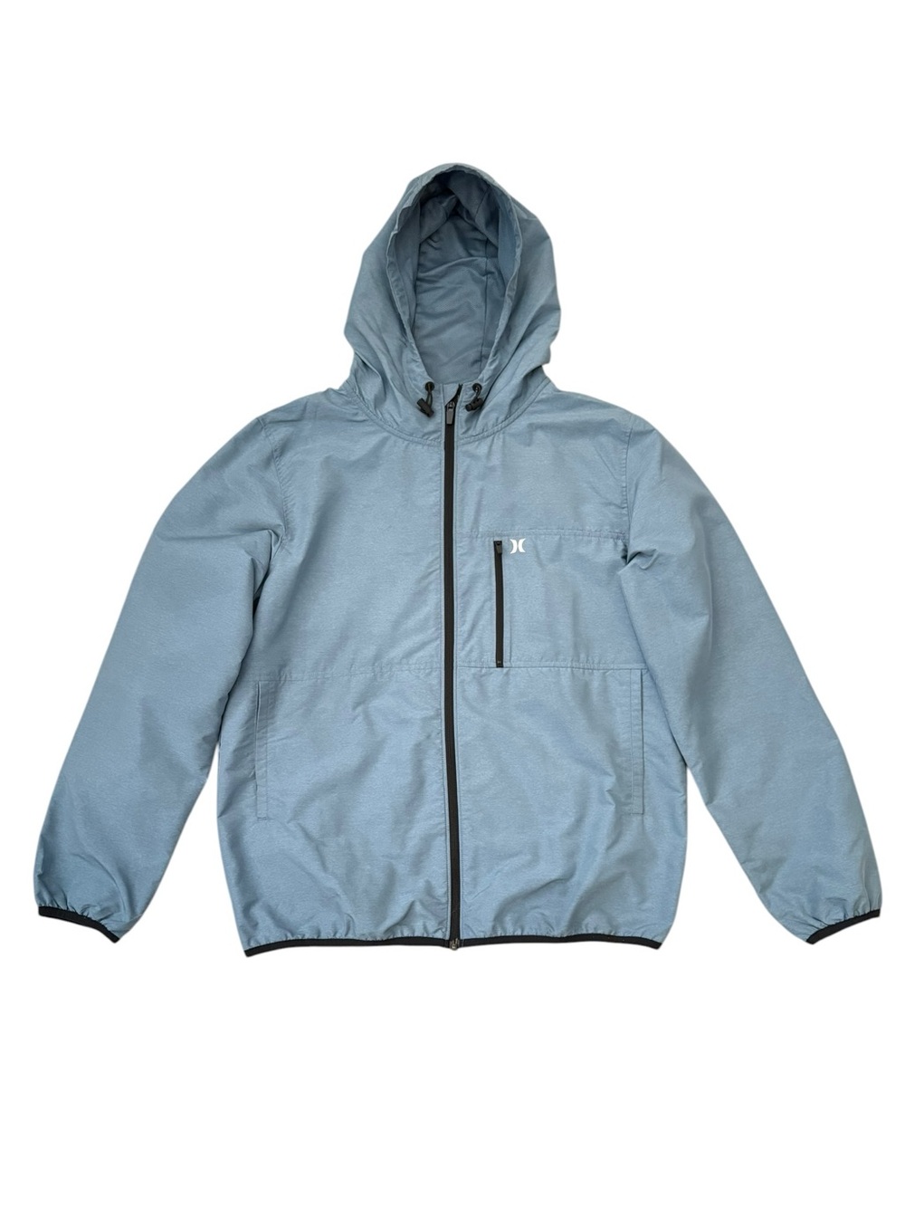 Hurley Ripstop Hooded Windbreaker Men’s Large Mesh Lined Blue Gray
